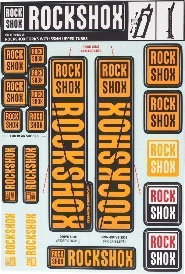 11.4318.003.508 - ROCKSHOX DECAL KIT 35MM NE02 ORANGE Množ. Uni
