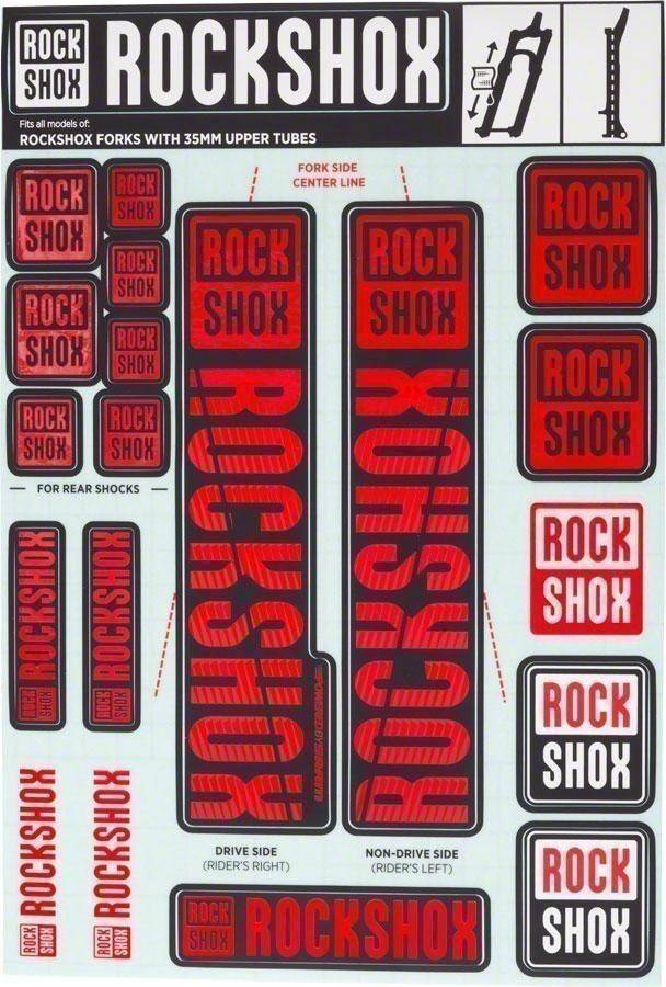 11.4318.003.509 - ROCKSHOX DECAL KIT 35MM OXY RED Množ. Uni