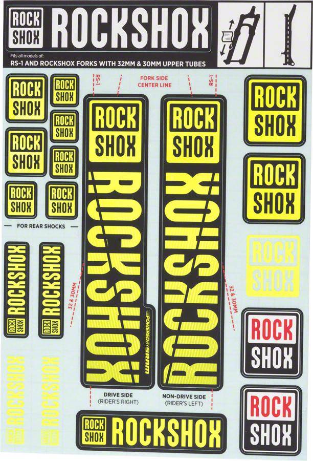 11.4318.003.498 - ROCKSHOX DECAL KIT 30/32/RS1 NE01 YELLOW Množ. Uni