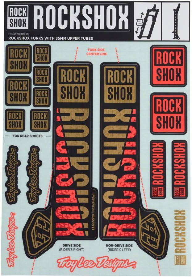 00.4318.021.000 - ROCKSHOX DECAL KIT TLD 35MM GOLD/ORANGE Množ. Uni