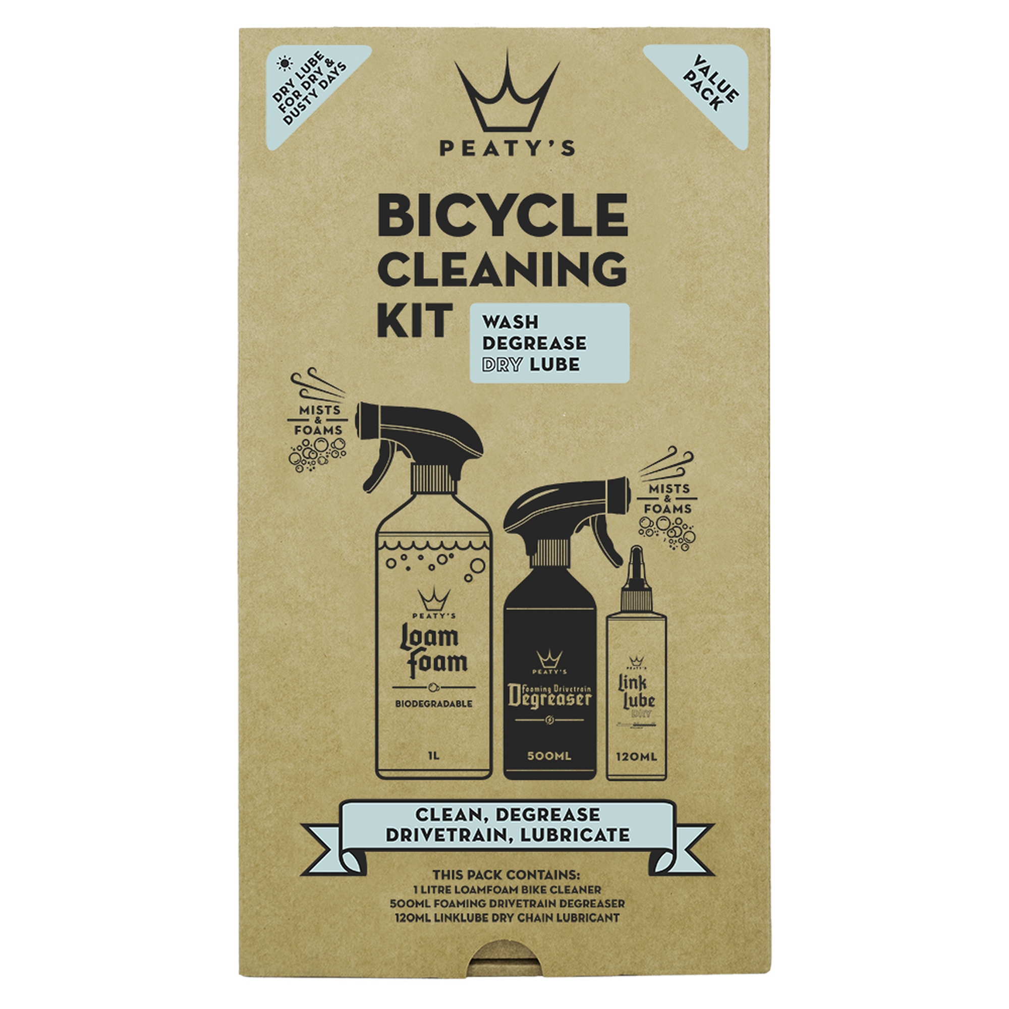 PEATY'S GIFT PACK - WASH DEGREASE LUBRICATE (DRY) (PGP-CDD-4) Množ. Uni