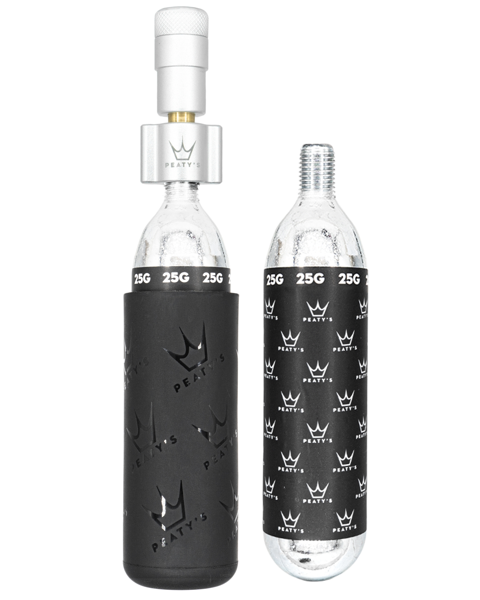 PEATY'S HOLESHOT CO2 PUMPA + BOMBIČKY 2 KS - MTB (25G) - SILVER (PPR-HTI-MTB-SIL-12) Množ. Uni