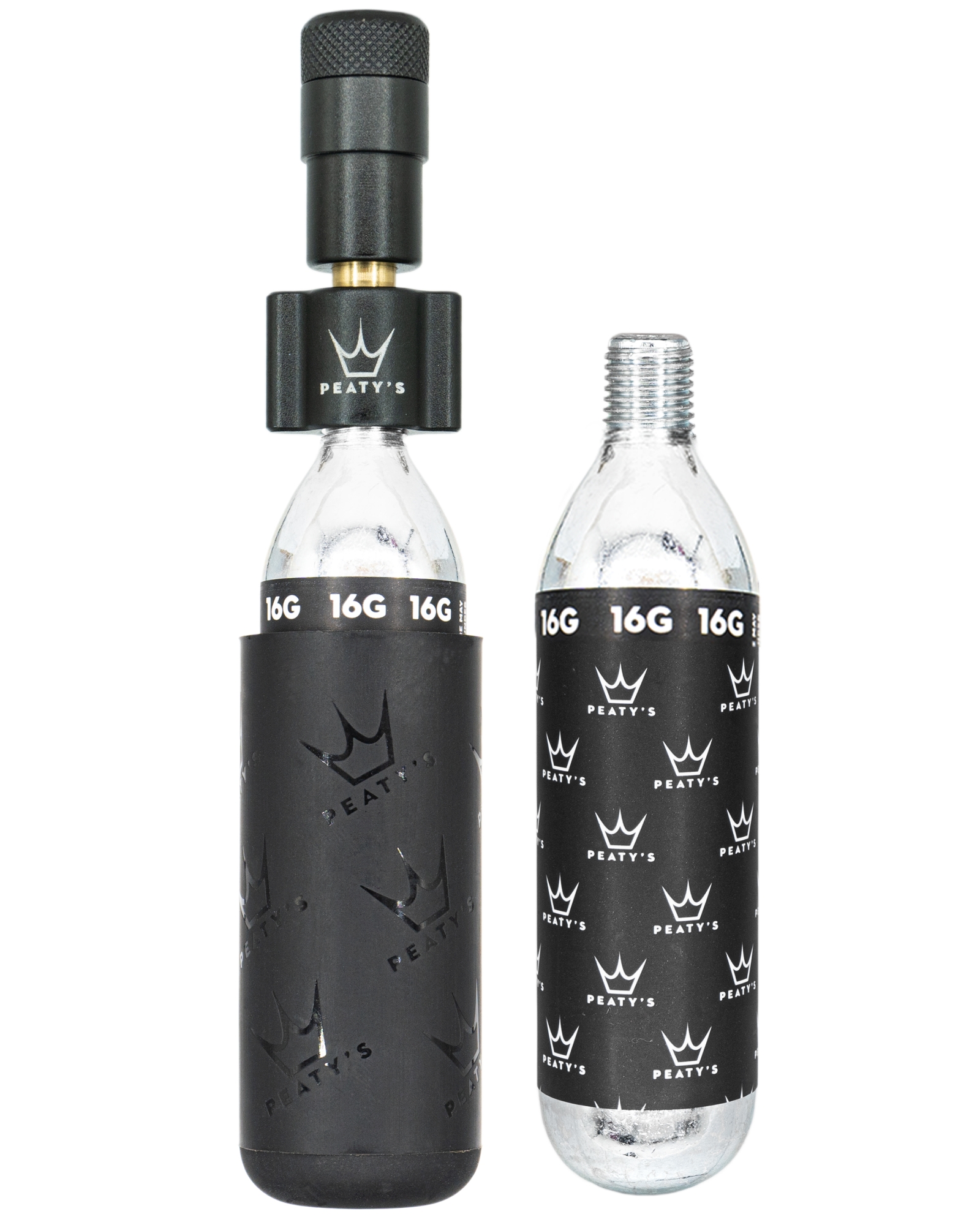 PEATY'S HOLESHOT CO2 PUMPA + BOMBIČKY 2 KS - ROAD & GRAVEL (16G) - BLACK (PPR-HTI-RAG-BLK-12) Množ. Uni