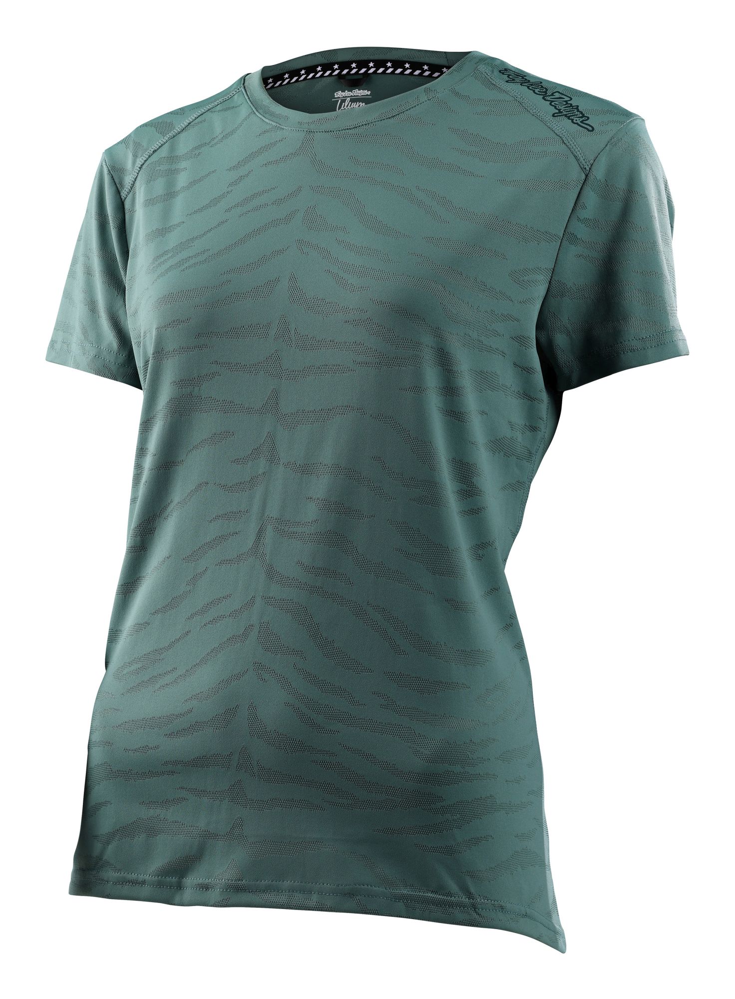 TLD DÁMSKÝ DRES S KRÁTKÝM RUKÁVEM LILIUM TIGER JACQUARD STEEL GREEN (35792101) XL