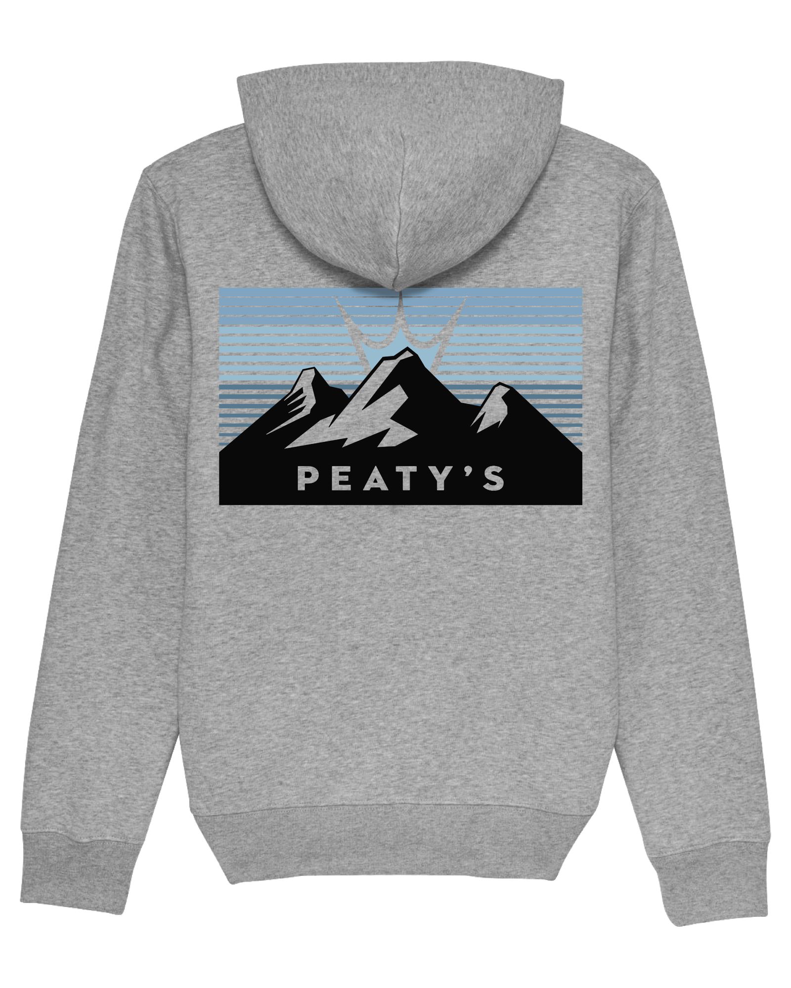 PEATY'S PUBWEAR CREW MIKINA S KAPUCÍ - 3 PEAKS SUNRISE / HEATHER GREY (PPW-24-HDY-3PS-GRY) S