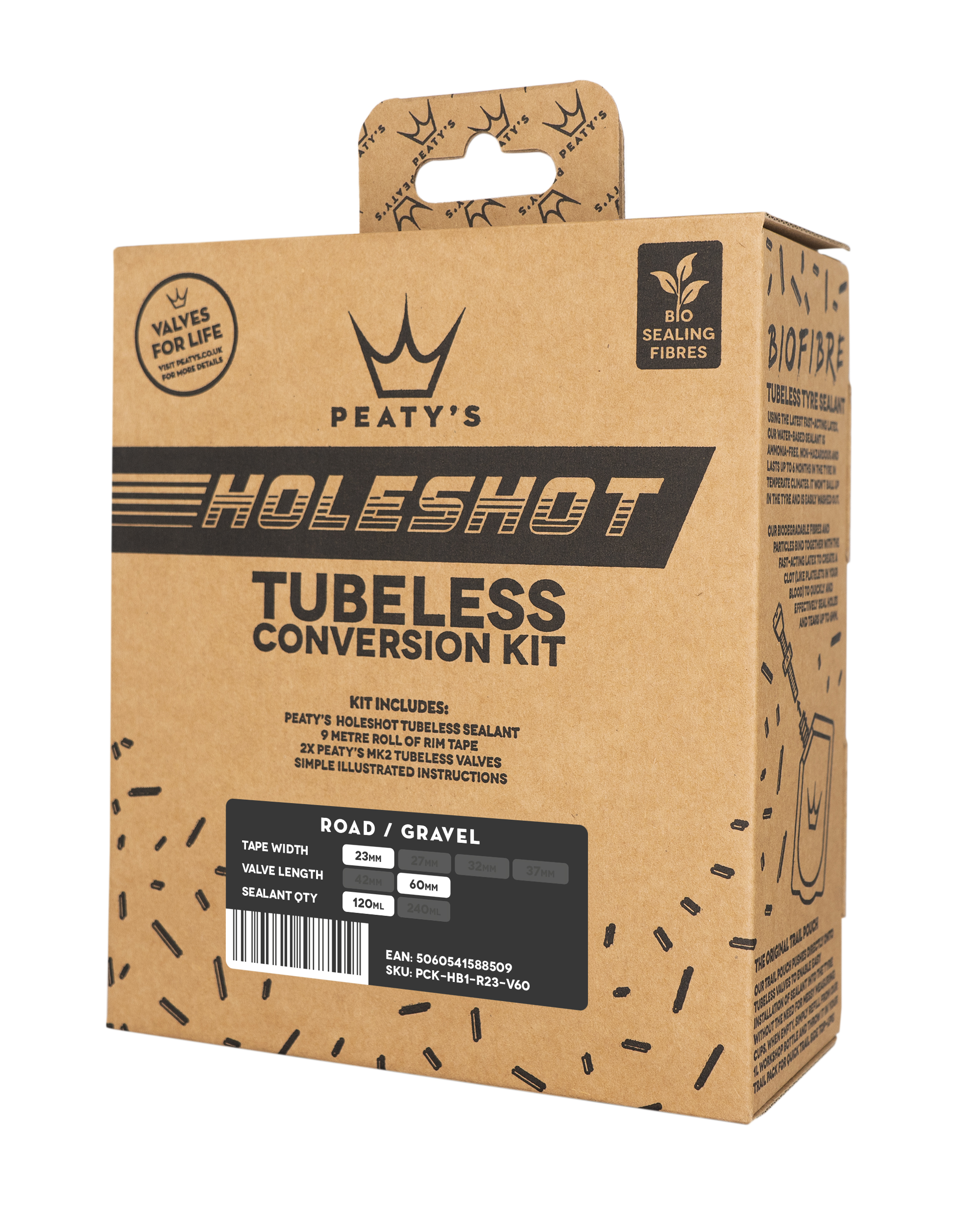 PEATY'S HOLESHOT BEZDUŠOVÝ KONVERZNÍ KIT 23 MM (ROAD / GRAVEL) (PCK-HB1-R23-V60-4)