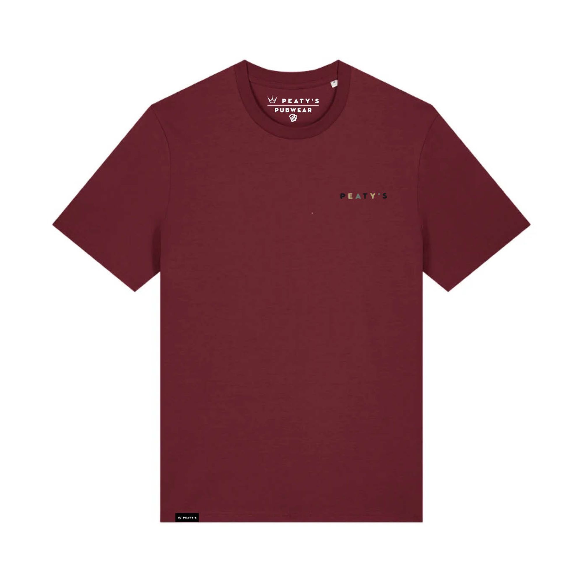 PEATY'S PUBWEAR TRIKO S KRÁTKÝM RUKÁVEM STACKED BURGUNDY (PPW-25-TEE-STK-BRG) L
