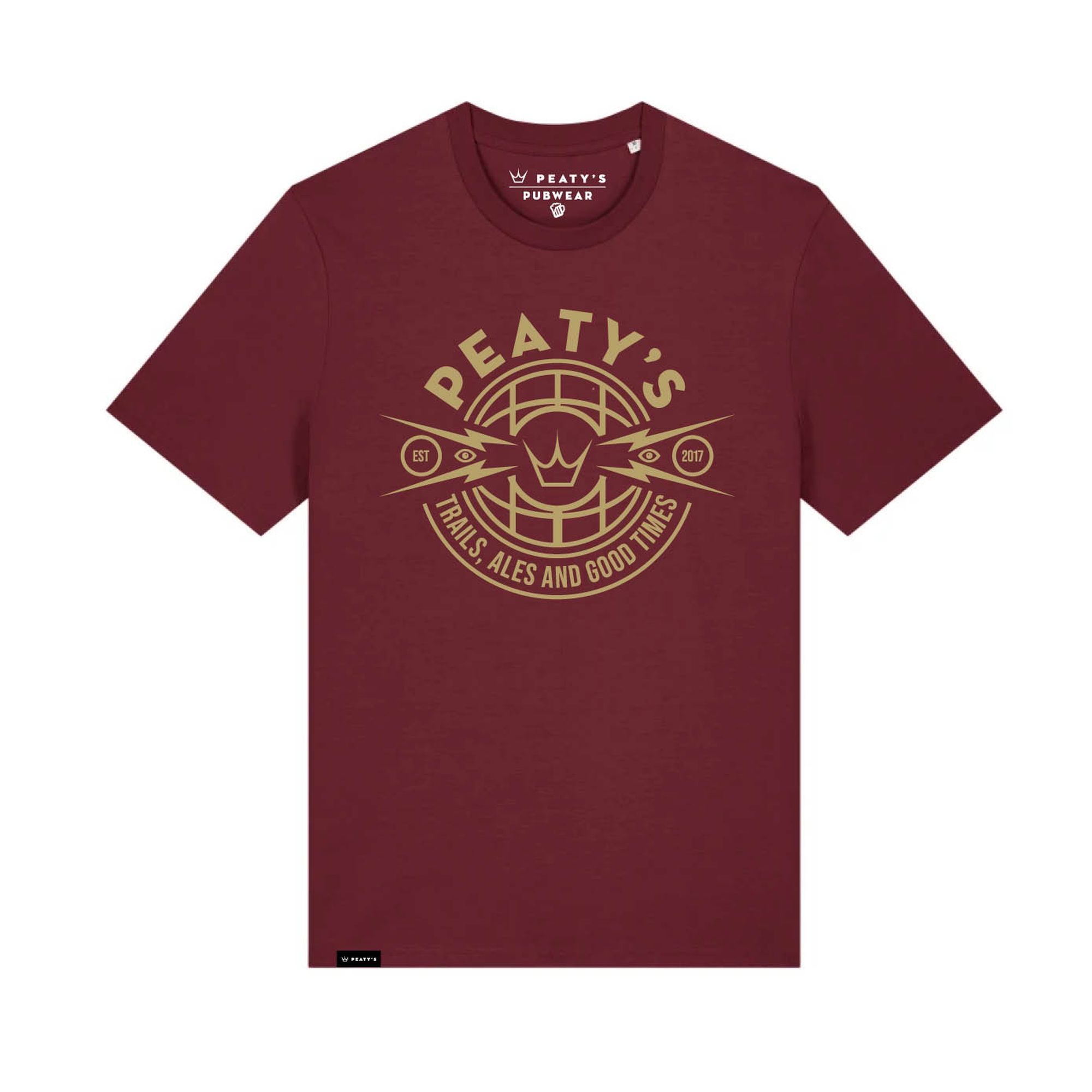 PEATY'S PUBWEAR TRIKO S KRÁTKÝM RUKÁVEM TRAILS & ALES CREST / BURGUNDY (PPW-25-TEE-TAG-BRG) L