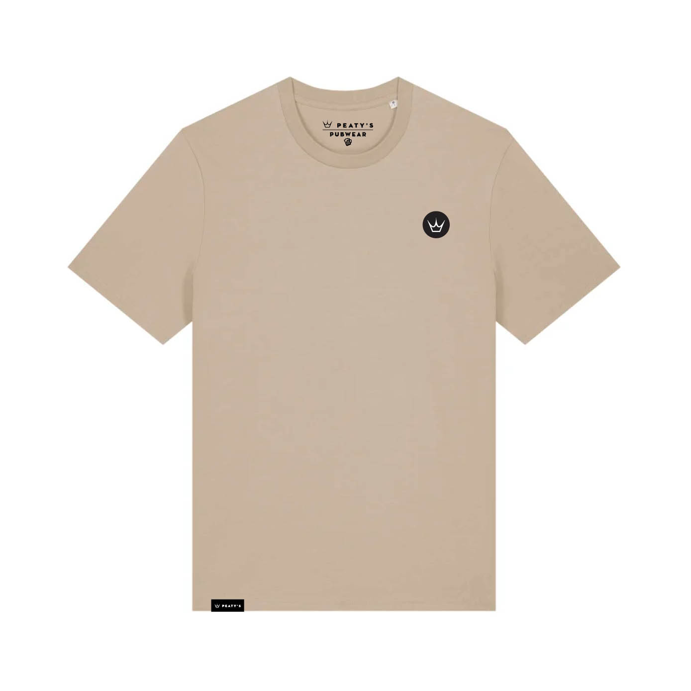 PEATY'S PUBWEAR TRIKO S KRÁTKÝM RUKÁVEM EMBROIDERED CROWN DESERT DUST  2XL